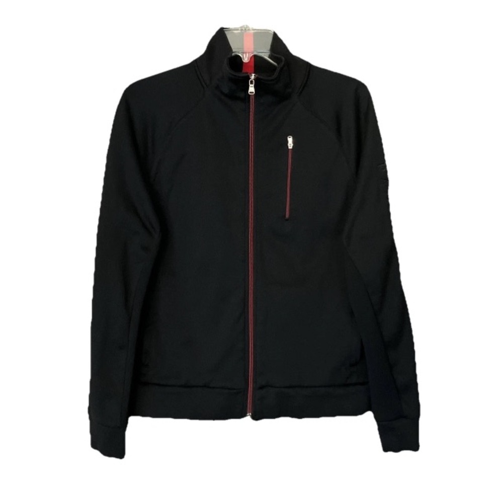 Ralph Lauren Woman’s Jacket Black Red Logo Zipper Track Jacket Stretch sz XL